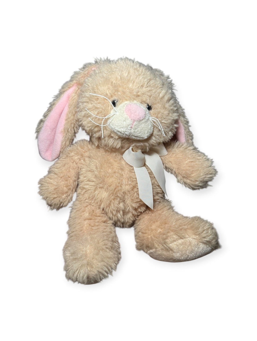 Ganz Vintage Bunny Rabbit Marshie Soft Tan Bow Tie Floppy Ears Pink Nose GC